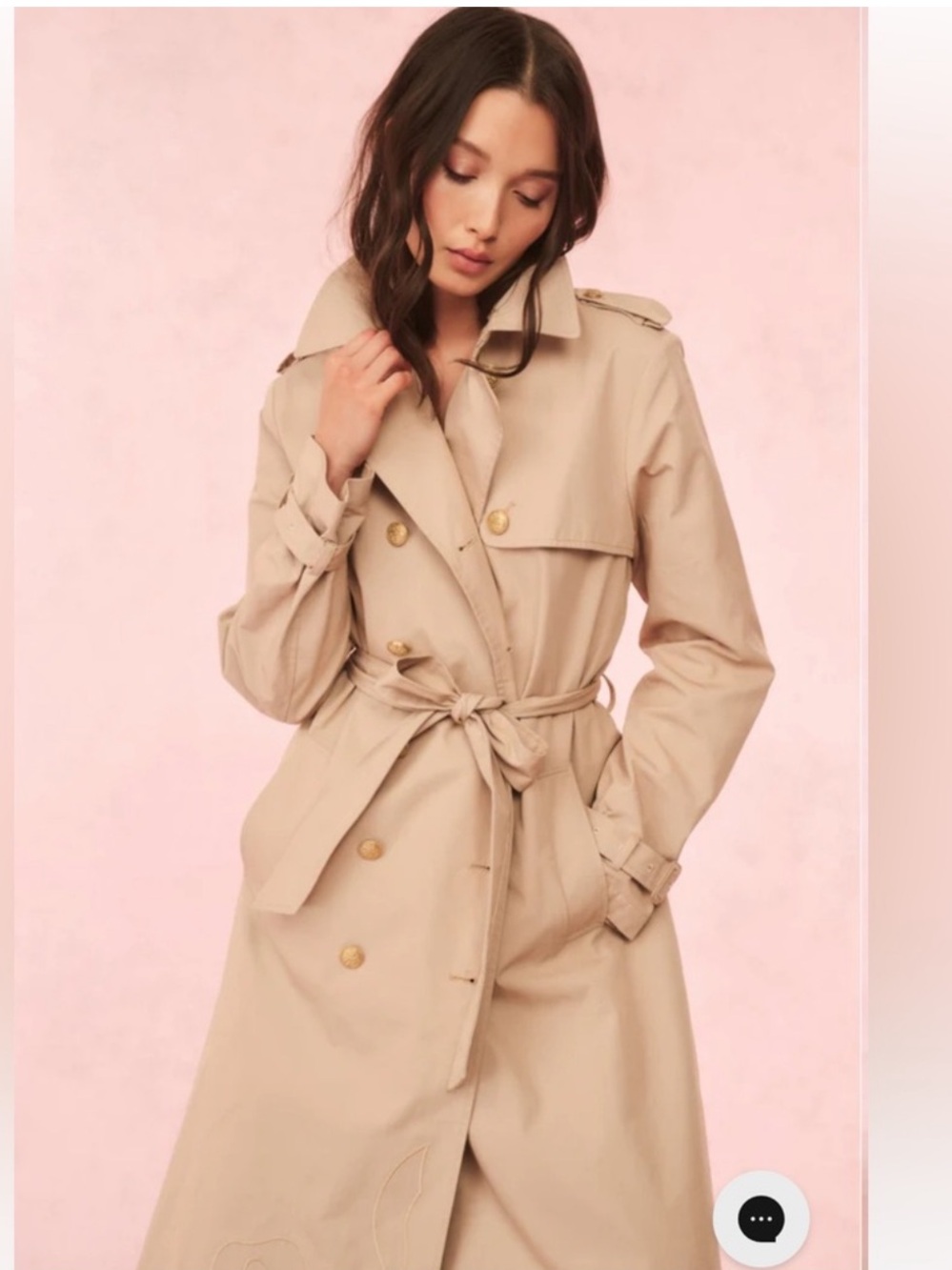LoveShackFancy Beige Belted Trench Coat w/bow applique 2 NEW $695 - Picture 6 of 7